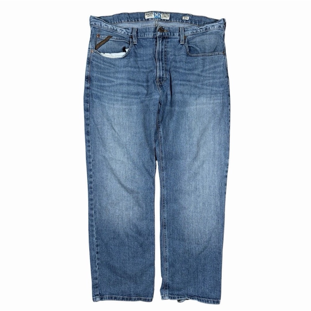 Ariat M2 Traditional Relaxed Boot Cut Jeans Men 38x30(29) Blue Denim Stretch
